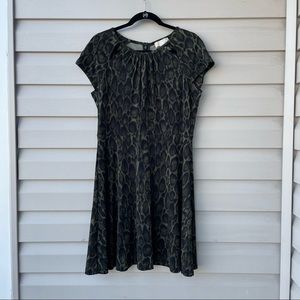 Michael Kors Short Sleeve Fit and Flare Dress IN Snake Print Size L